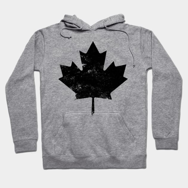 Black Distressed Canada Maple Leaf Hoodie by DazzlingApparel